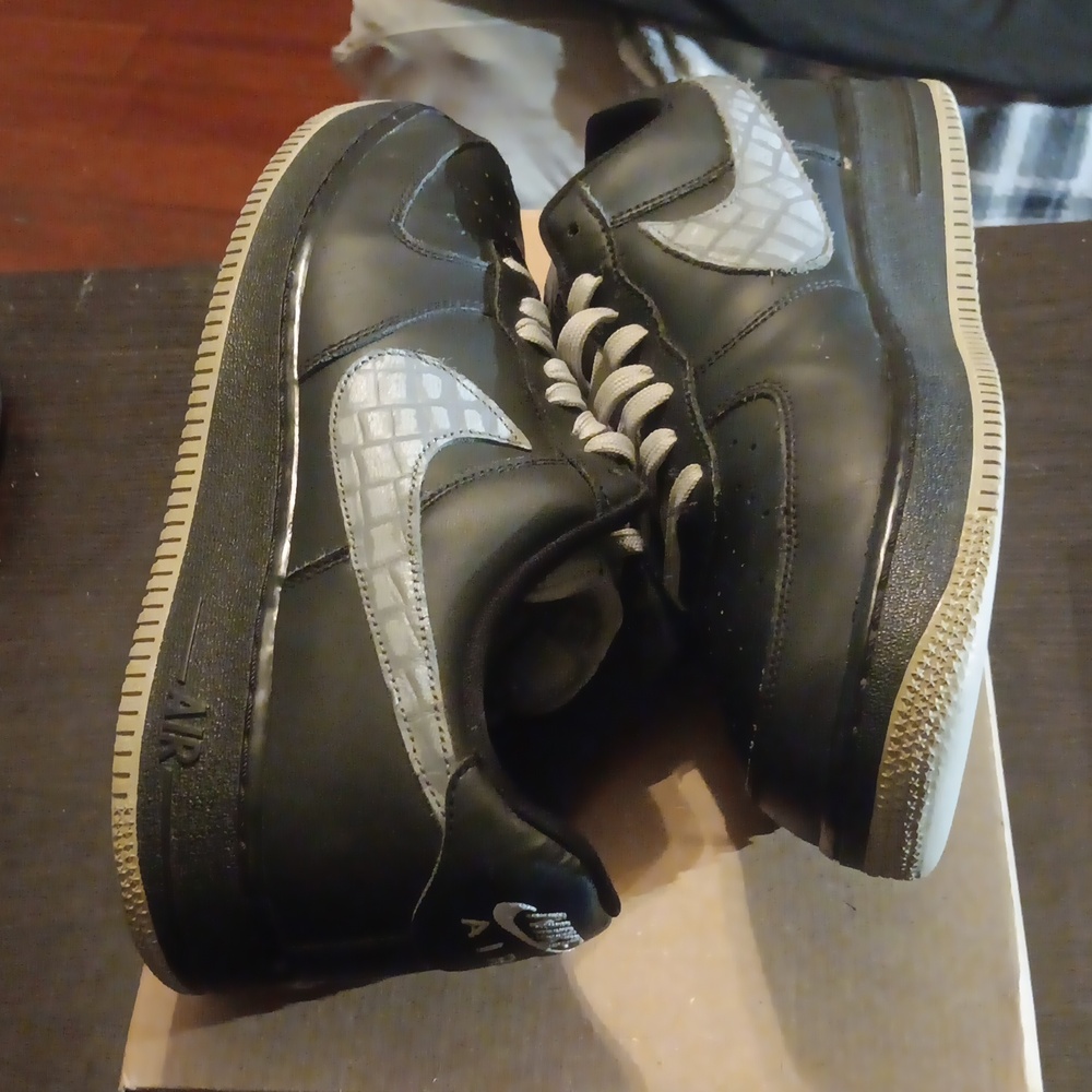 Nike Air Force 1 Low '07 LV8 Rare "Black Croc" (2018) M10.5/W12 EUC - Picture 7 of 10